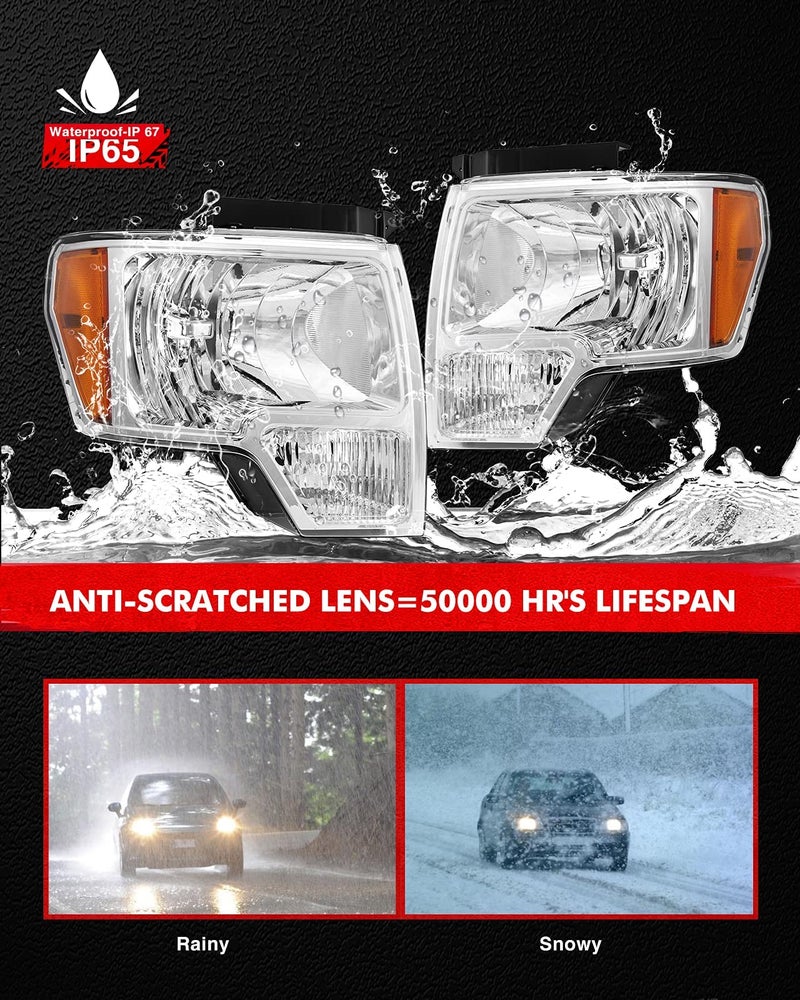 Torchbeam Headlight Assembly from Headlamp Replacement for F150 (except SVT Raptor) 2009 2010 2011 2012 2013 2014, Driver and Passenger Side - Image 4